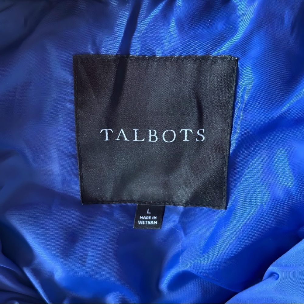 Talbots Blue Vest with Detachable Brown Faux Fur Collar - Picture 2 of 5